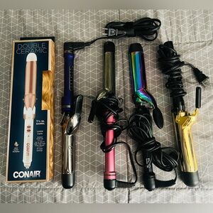 Curling Irons LOT of 5 Hair Styling Tools 3- 1.25” & 2- 1.5” High Heat Temp